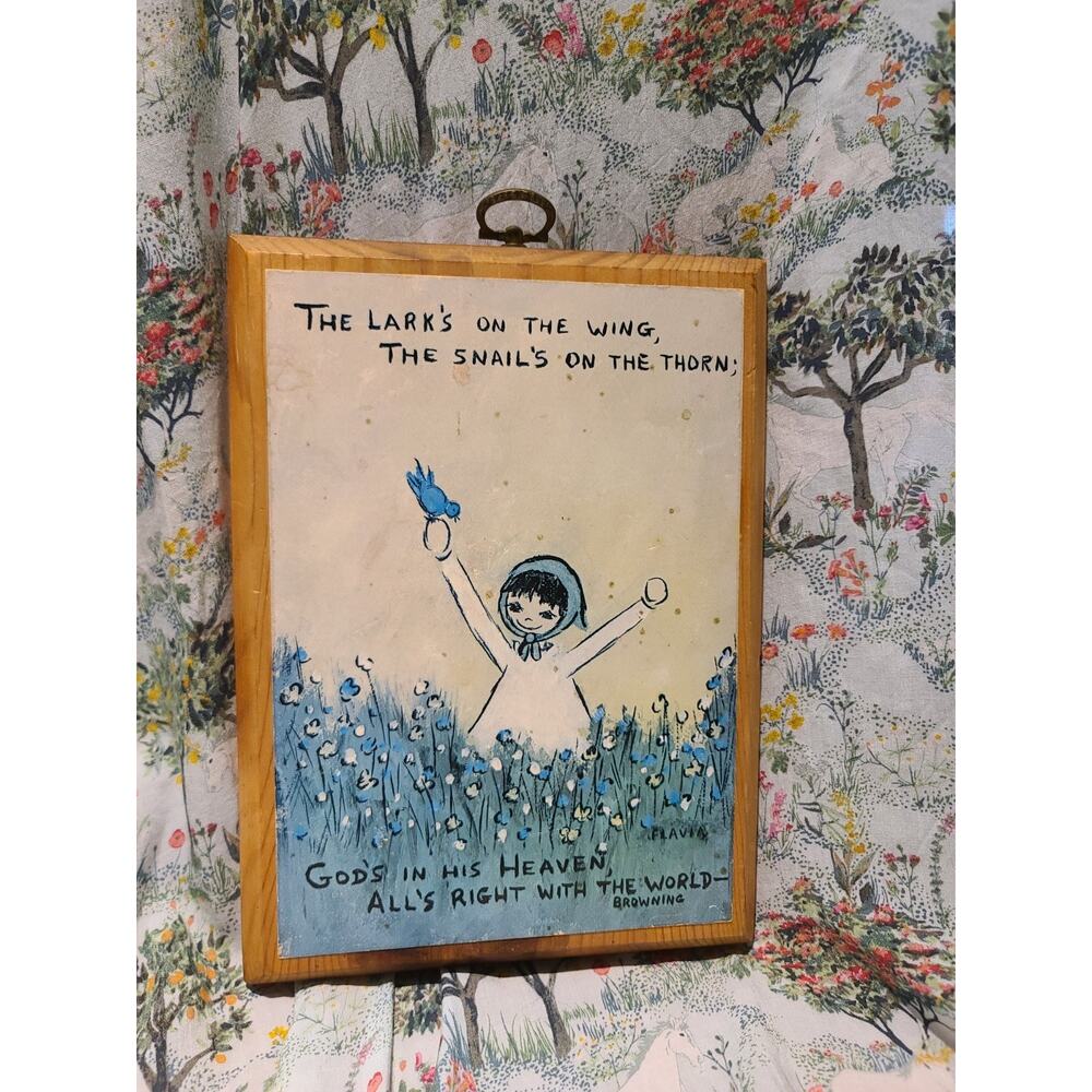 Vintage Mid-Century 1969 Flavia Buzza Cardozo Wood Art “Lark on the Wing”